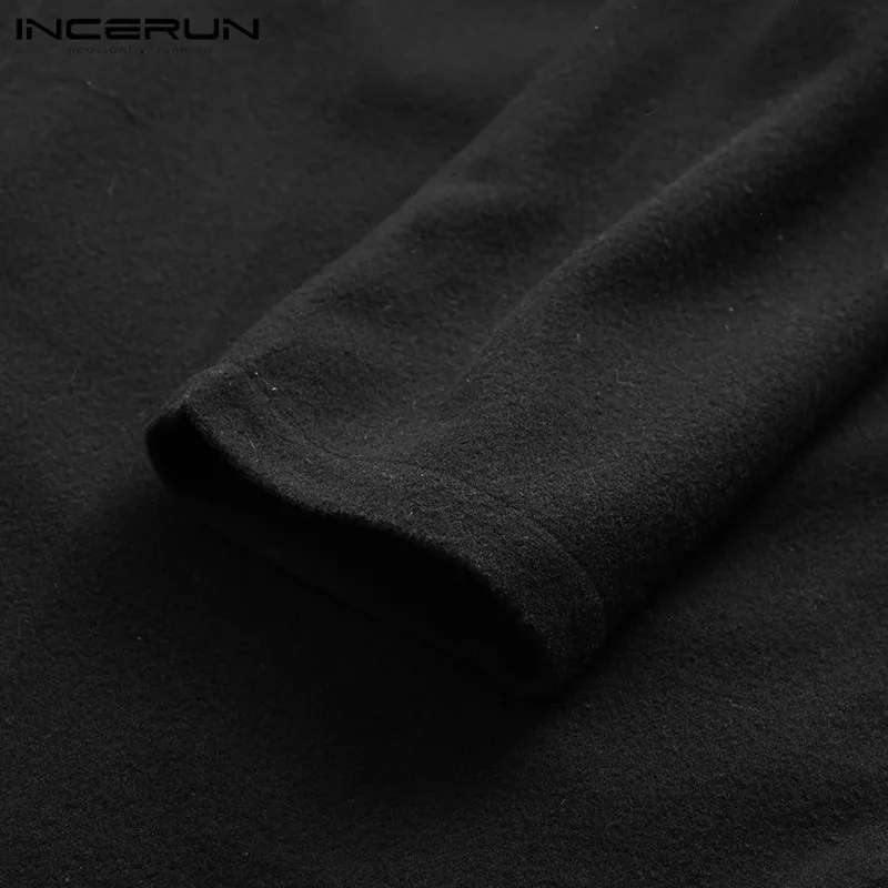 INCERUN, панк стиль, мужские однотонные куртки с длинным рукавом, Тренч, модные, с большим отворотом, мужские, тонкие, повседневные, ветровки, пальто, уличная одежда