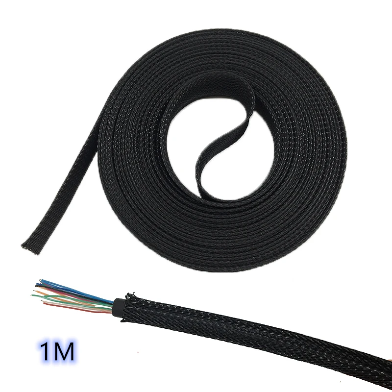 1 Meter Nylon Braided Mesh Tube Shock Absorber Tube Black Snakeskin Net