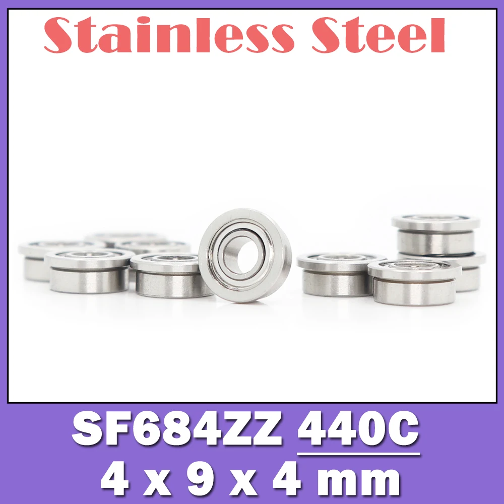 SF684ZZ Flange Bearing 4*9*4 mm (10 PCS ) Double Shielded Stainless Steel Flanged SF684 Z ZZ Ball Bearings SF684-2Z F684 ZZ 2pcs 6800zz 6800 zz 2z 6800 1z 6800 2z 10x19x5 mm deep groove ball bearing metal shielded 10 19 5