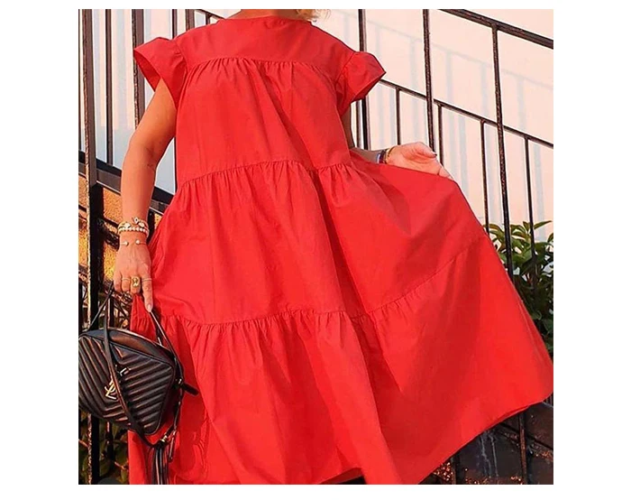Robe Longue été Manches 3/4 - Col En V, Imprimé Floral, Ample, 100% Polyester, Tailles S à XL, Décontractée