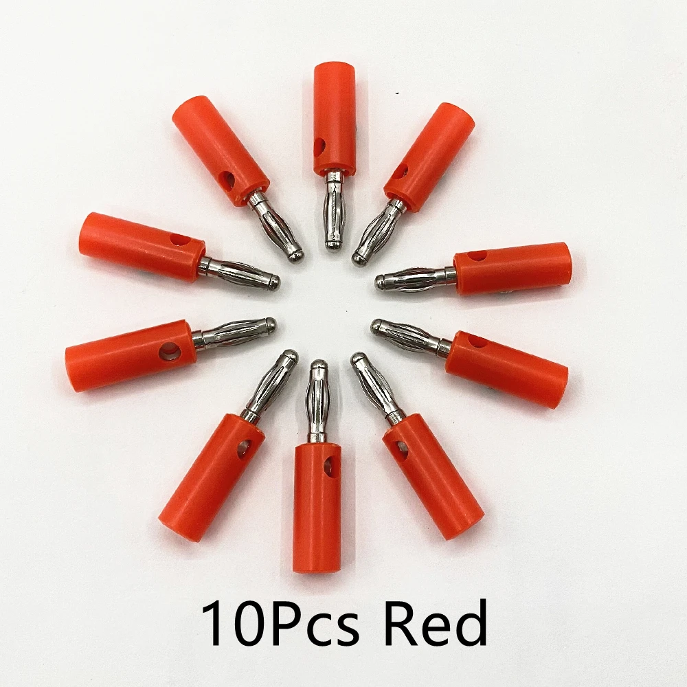 10pcs Banana Plugs Audio Speaker Screw Gold Plate 4mm Black Red