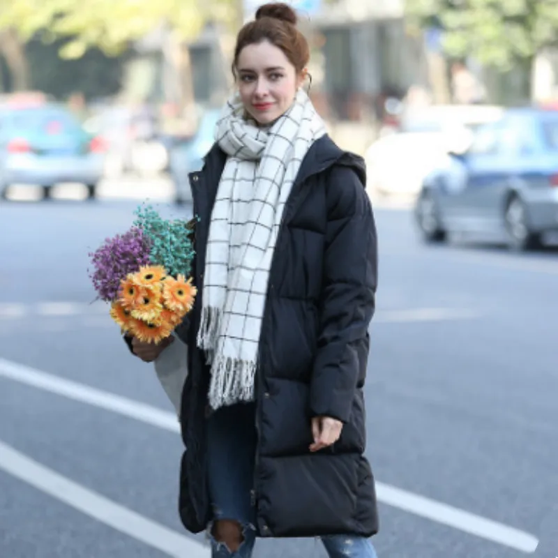 

2018 Korean-style New Style down Coat Women's Mid-length Hooded Cotton-padded Jacket Students Versatile down Jacket Cotton-padde
