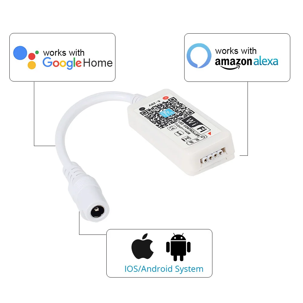 Светодиодный светильник Wi-Fi/Bluetooth RGB/RGBW управление Лер DC 5 в 12 В 24 в Android IOS APP Amazon Alexa Google Magic Home IR управление