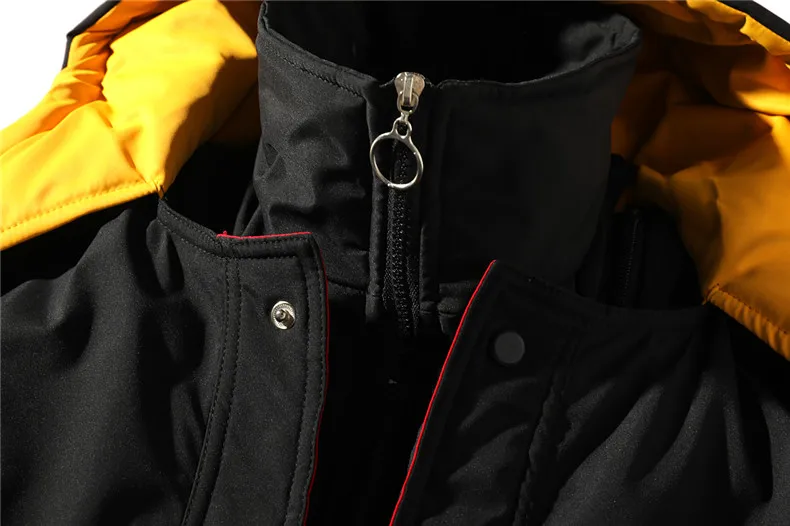 UnaReta зимняя куртка мужская новая с налокотниками, в стиле кэжуал цветное пальто с капюшоном плюс размер длинная хлопковая парка поддельные две части куртки для мужчин