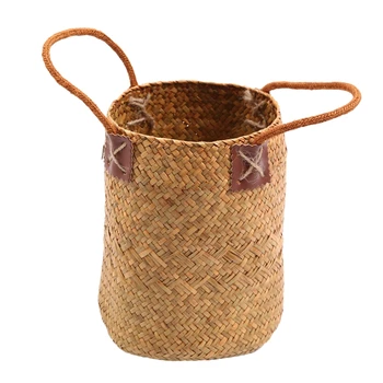 

Home Garden Grass Laundry Basket Storage Baskets Hanging Basket Flower Pots Vase Planter Organizer S