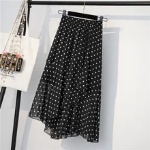 Летняя Новинка года; женская юбка большого размера; шифоновая юбка средней длины с волнистым узором; необычная повседневная юбка для свидания; Рабочая одежда; шопинг