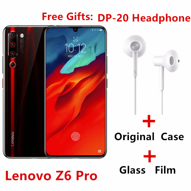 Original lenovo Z6 pro 12GB 512GB 6.39'' ZUI 11 Smart Phone Snapdragon 855 Four rear Camears Hyper Video full Screen Smart Phone