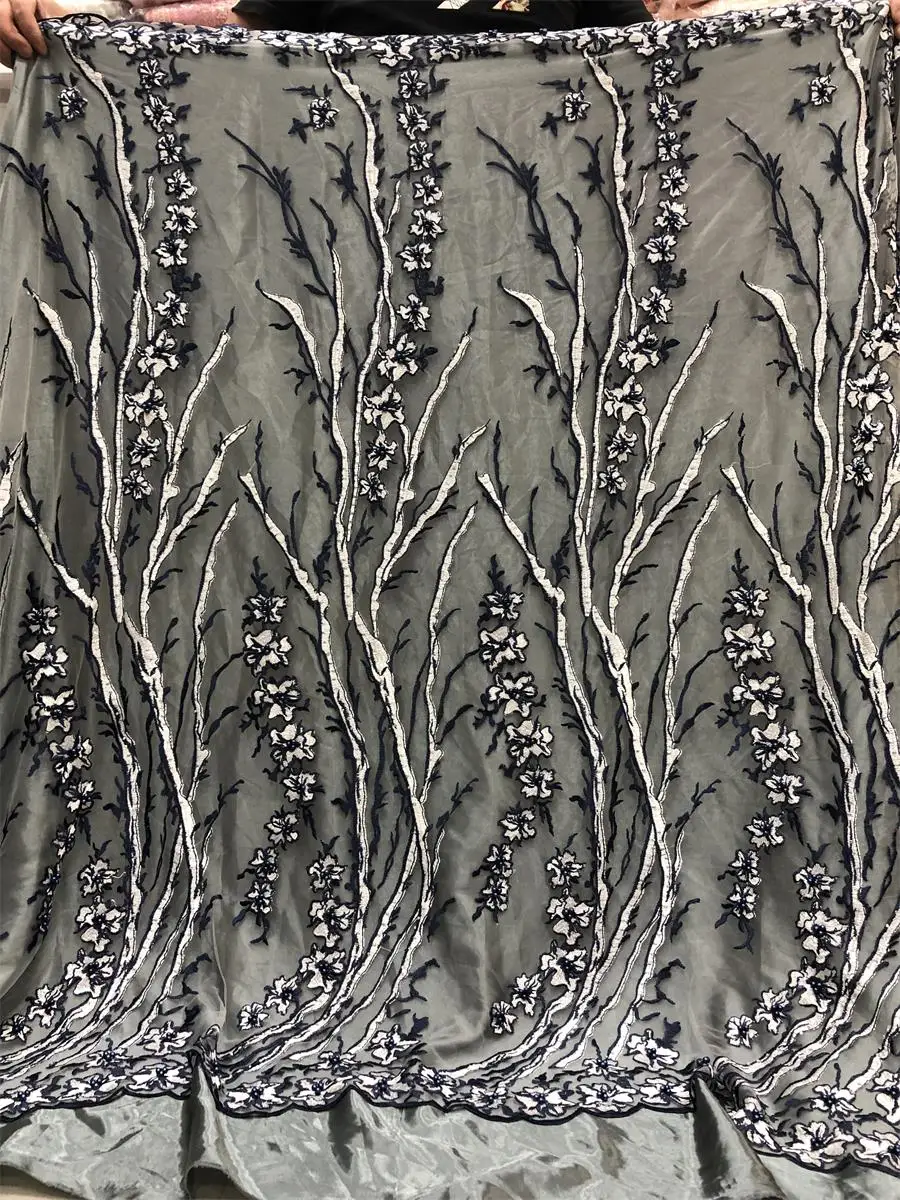 

Fine Mesh Lace Guipure Beads 3d Tulle Lace Fabric Nigerian Party Dress Fabrics African French Weddings Fabric 1271