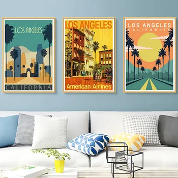 

California Los Angeles America Summer Holiday Travel Canvas Painting Vintage Posters Wall Stickers Home Decor