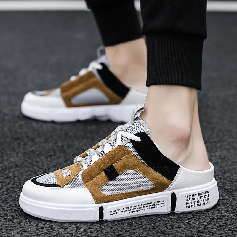 

2019 Spring New Style Lazy Versatile ban tuo xie Men's Teenager Mesh Shoes Men Casual Board Shoes Summer Trendy Shoes