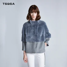 TSQSA зимний пуховик из натурального меха женское элегантное пальто с круглым вырезом Женский пуловер пальто Lday норковая меховая одежда TAC1953