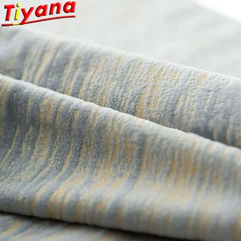 

Modern Bronzing Art Curtains for Living Room Blue/Grey Golden Chenille Blackout Curtains for Bedroom Fashion Window Drapes *VT