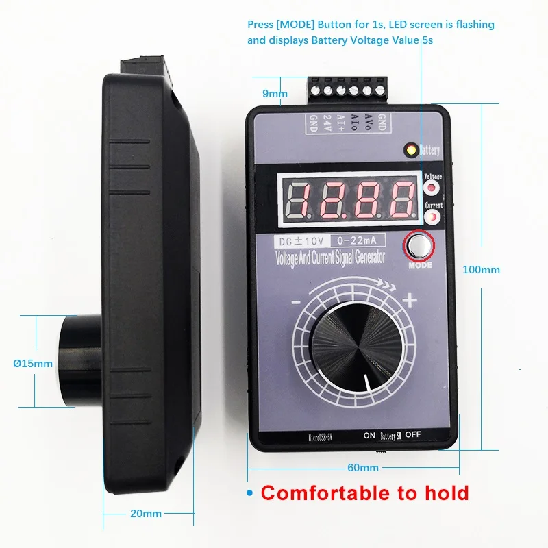 Pinhaijing High Precision Handheld Portable 0-10V 0-22mA Signal Generator Adjustable Current Voltage Analog Simulator with LED Display Pinhaijing High Precision Handheld Portable 0-10V 0-22mA Signal Generator Adjustable Current Voltage Analog Simulator with LED Display