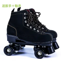 Girls Boys Flashing Artificial Leather Adult Quad Roller Skates Skating Sliding Sneakers 4 wheels Beginner for Women and Men