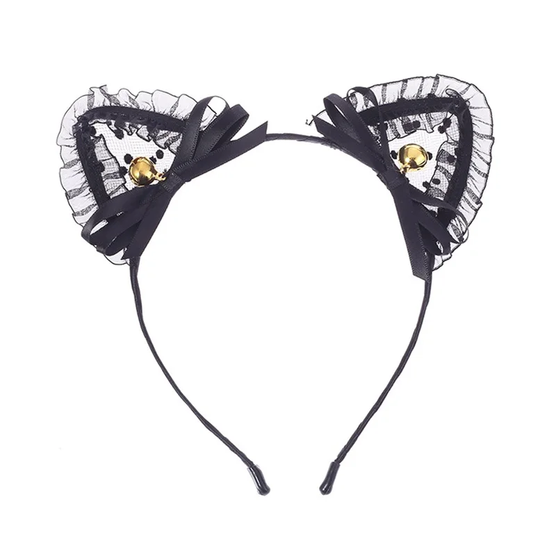 Sexy Cat Ears Lace Bowknot Bells Headband Hair Bands Hoop Hairbands Party Masquerade Halloween Cosplay Props Jewelry Accessories |