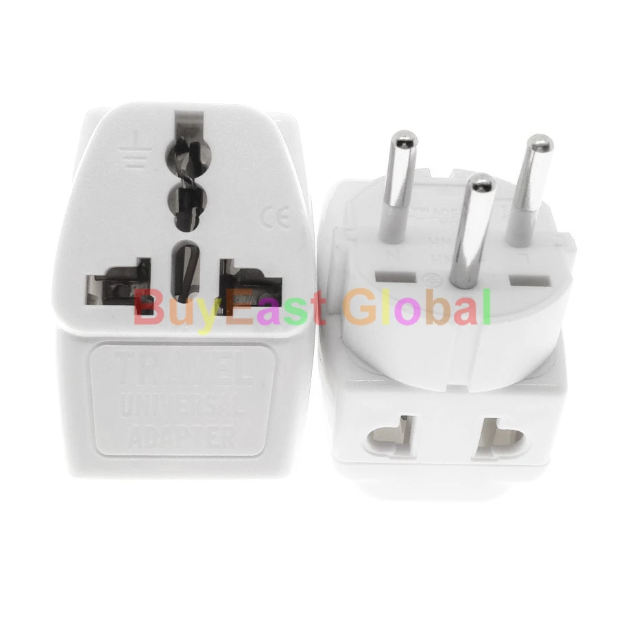 Pack 3) 3 IN 1- ISRAELI Electrical Plug Adapter Universal Outlet AC100~250V 10A White / Black