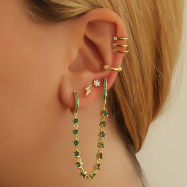 2021 Women Luxury Decliate White Green Colorful Rainbow Bling Cz Paved Long Tassel Link Chain Earrings Girls Fashion Jewelry | Украшения и