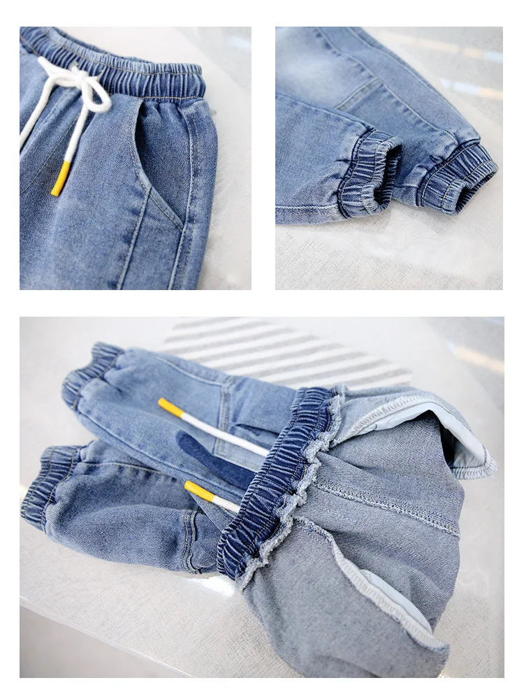 Классные джинсы для мальчиков-подростков с несколькими карманами, повседневный вязаный свитер свободного Pantalon Повседневное штаны с эластичной резинкой на талии джинсовые штаны Для мальчиков ясельного возраста джинсы 10 Для детей 12–14 лет