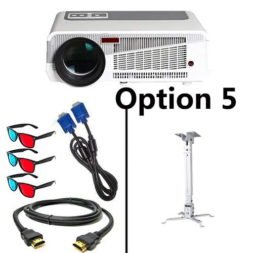 Option 5 Poner Saund светодиодный 86+ wifi Full HD 1080P светодиодный проектор Android 6,0 Bluetooth 3D проектор домашний кинотеатр видео USB 10 м HDMI штатив - Цвет: Option 5