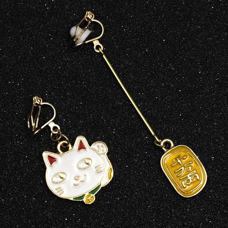 Серьги клипсы Fortune Cat для ушей без отверстий серьги кошки пирсинга брифы
