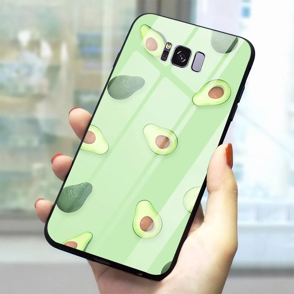 Чехол из закаленного стекла с авокадо для Samsung Galaxy S9 Cover A70 A60 M40 A50 A40 A20 A30 A10 S7 Edge S8