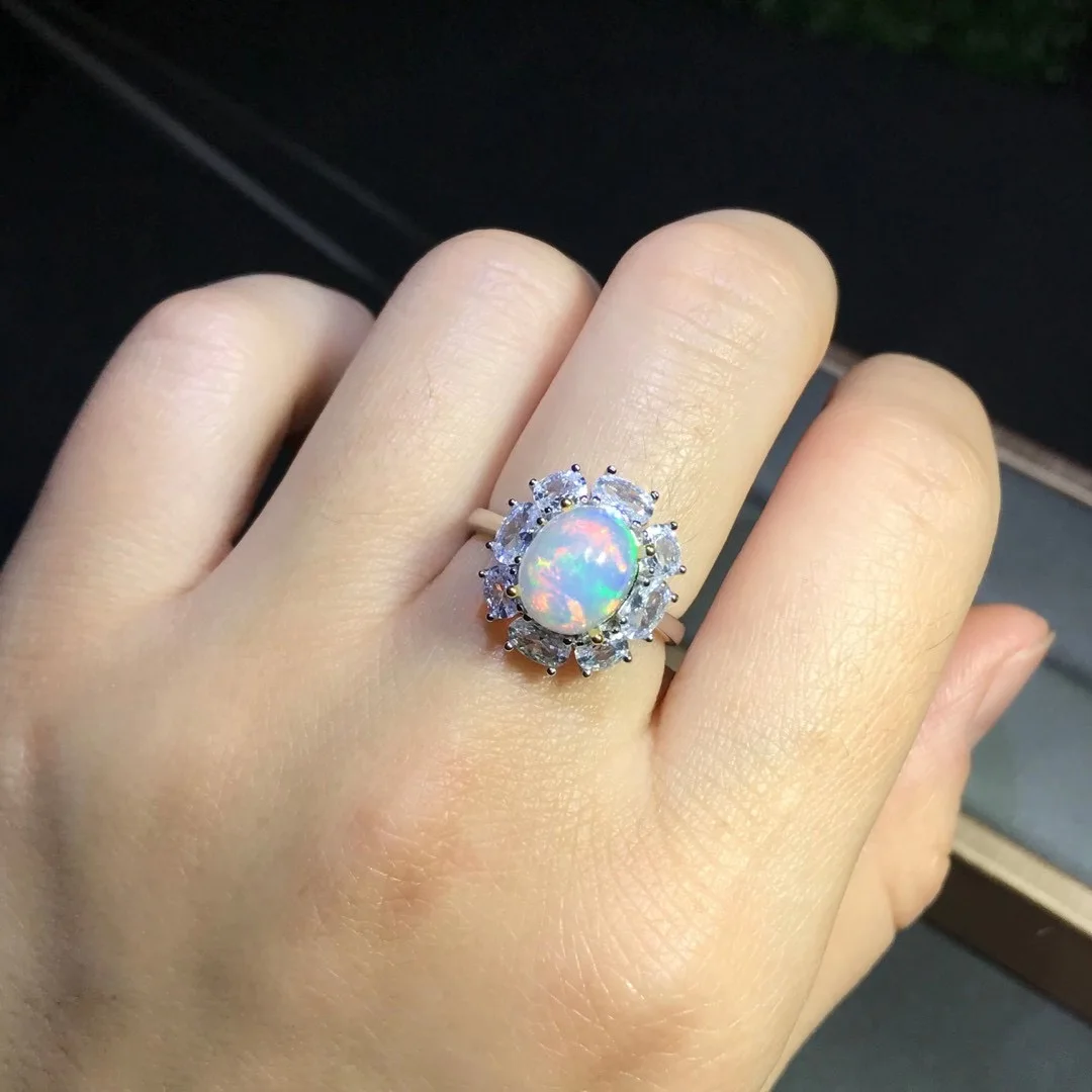 New Opal Ring Women's 925 Silver High-end Luxury Style Rare Black Opal Has A Status Symbol New Opal Ring Women's 925 Silver High-end Luxury Style Rare Black Opal Has A Status Symbol