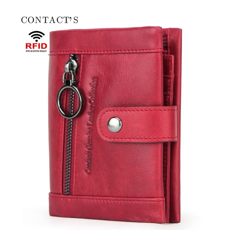 

Black Angel Rfid Security Brush Leather Women's Wallet Three Fold Leather Women's Wallet Multi-function Card Bag