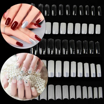 

500pcs/Box Fake Nails Natural Color Full Cover False Nail Tips Art Beauty Salon Accessories