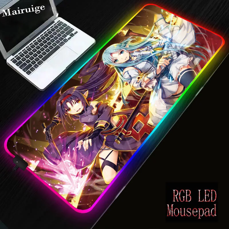 Mairuige аниме девушка меч искусство онлайн клавиатура для игр большой RGB