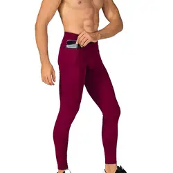 Мужские беговые лосины для фитнеса эластичные; Компрессионные спортивные Леггинсы с карманами быстросохнущие брюки длиной до щиколотки