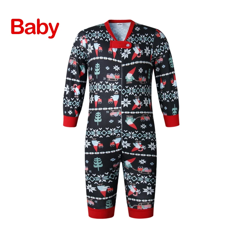 Christmas Pajamas Family Matching Clothes Family Look Mommy And Me Clothes Black Long Sleeve Printed Autumn Winter Homewear