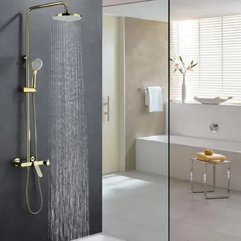 

Nordic copper golden shower zirconium shower set all the flange gold American shower shower bath crock bibcock cold and hot bath