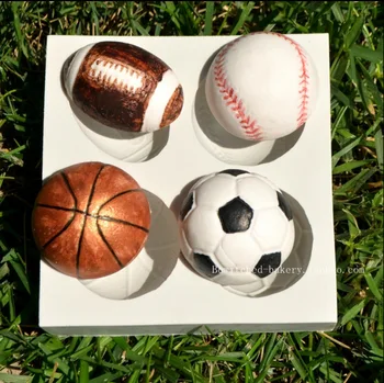 

football soccer basketball baseball silicone cake mold fondant mould sport chocolate moulds