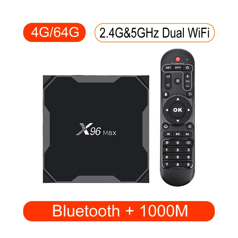 4G64G X96Max Smart TV BOX Android 9.0 Amlogic S905X2 LPDDR3 Quad Core 4GB 64GB 2.4G&5GHz Wifi BT 1000M 4K Set top box - Цвет: 4G64G