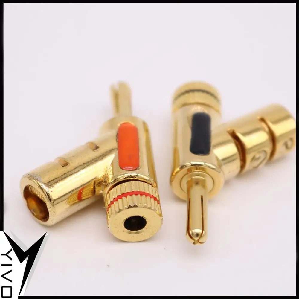 4pcs Brass Copper Plated Gold Gun-type Audio Video Speaker Connector Banana Jack Plug