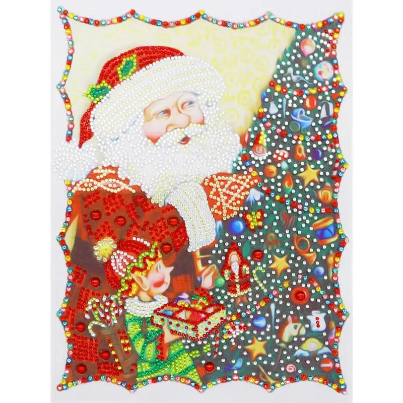 

5D DIY Special Shaped Diamond Painting Santa Claus Embroidery Mosaic Kits Christmas Greeting Cards Gift Embroidery Mosaic Kit