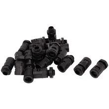 Uxcell AD10 PG7 PA Гибкая гофрированная труба круглый шланговый кабель Разъем Черный 20 шт