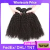 Kinky Curly Brazilian Human Hair Bundles 6Pcs/Lot Remy Hair Weaving Bundles Deal Free Tangle No Shedding 8-26 Inch Natural Color ► Photo 2/6