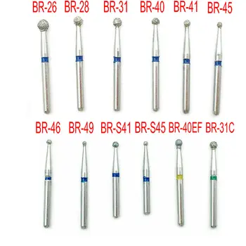 

100pcs/10 boxes Dental High Speed Burs Diamond Polishing BR SERIES 1.6mm Dental Diamond Burs 12 Types for Optional