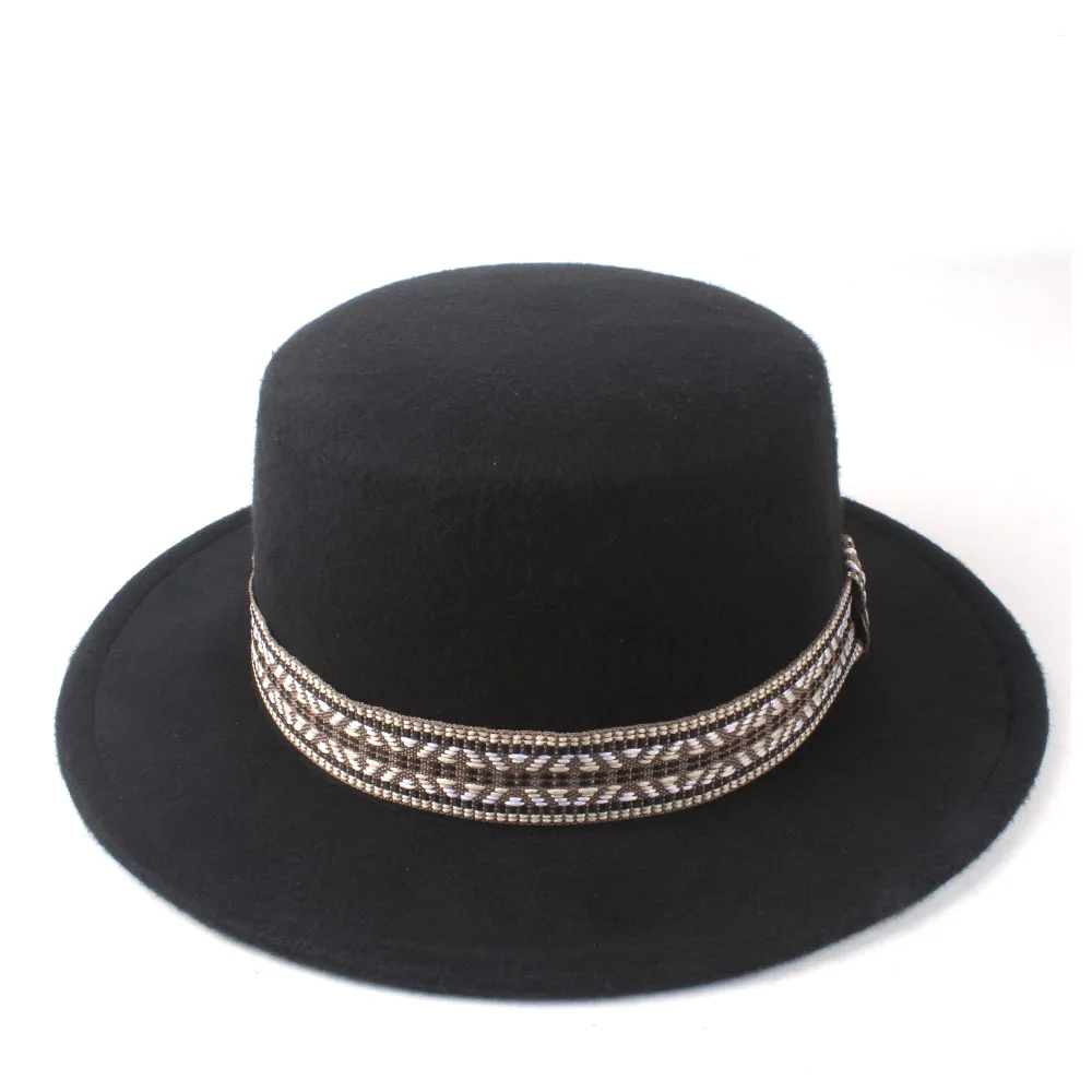 Новая мужская и женская мода Fedora гладкая шляпа Зимняя широкоугольная шляпка для церкви шерсть фетровый, Джазовый головной убор Панама чародейная шляпа размер 56-58 см