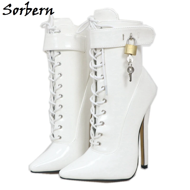 

Sorbern Unisex Ankle Boots For Women Plus Size High Thin Heels 18CM Pointed Toe Boots Women Gay Dance Fetish High Instep Shoes