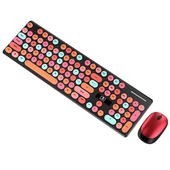 

Home For Laptop Mute Cute Round Non Slip 2.4G Wireless Computer Stylish Full Size Office Work Keyboard Mouse Combo Portable