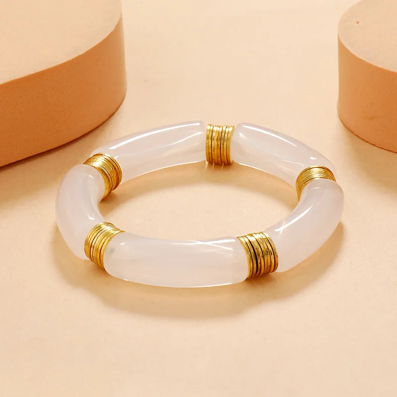 Bangle Bracelet Bilandi Retro Style Stretch Bracelet For Women Female Vintate Temperament Resin Acrylic Bracelet Modern Jewelry