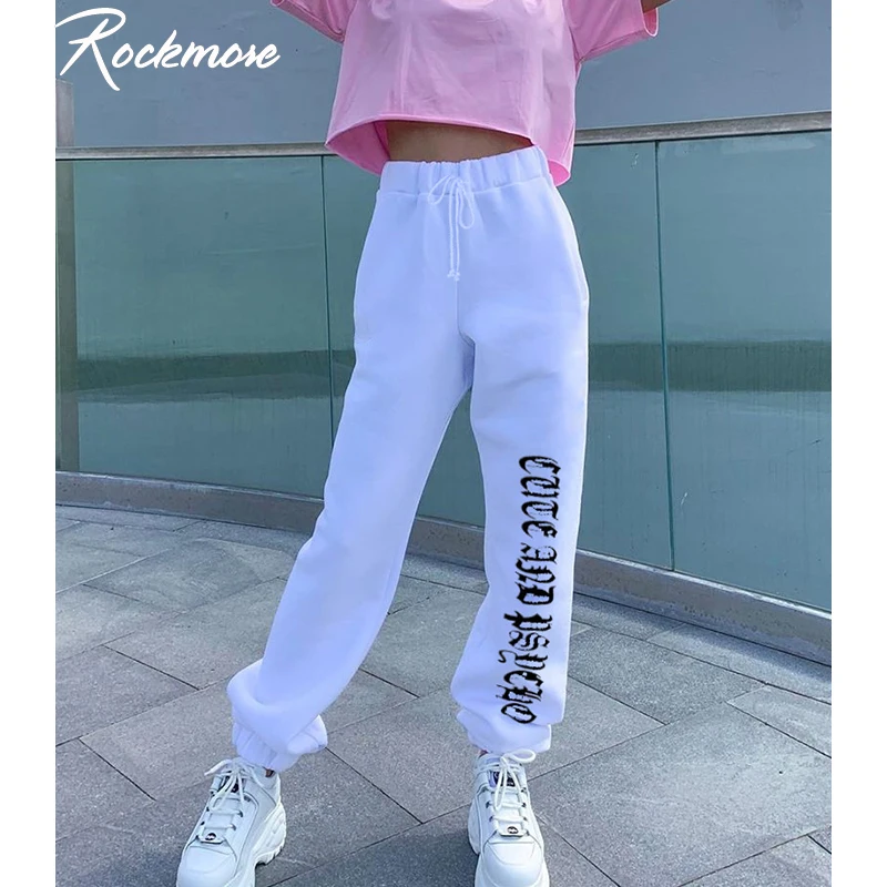 Rockmore Letter Printed Joggers Women High Waist Pants Trousers streetwear Sweatpants Gothic Plus Size Harajuku Wide Leg pants Rockmore Letter Printed Joggers Women High Waist Pants Trousers streetwear Sweatpants Gothic Plus Size Harajuku Wide Leg pants