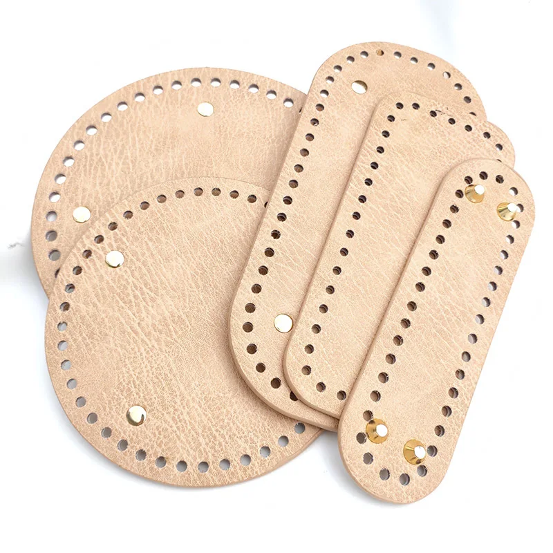 Planta de cuero redondo de alta calidad con agujeros, remache para tejer, bolso, bolsos de hombro tipo bandolera, accesorios