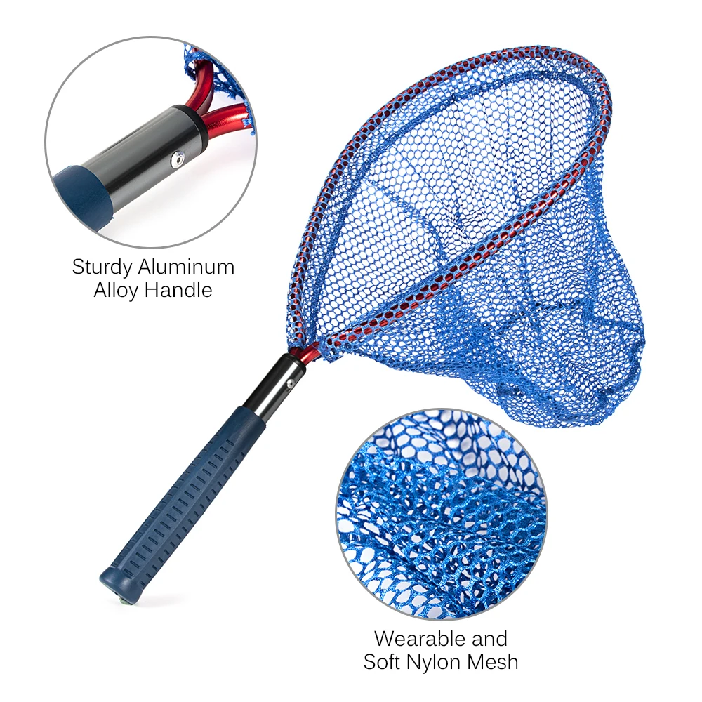 

Portable Fishing Landing Net Fishing Net with Nylon Mesh Aluminum Pole Perfect For Kids Catch And Release