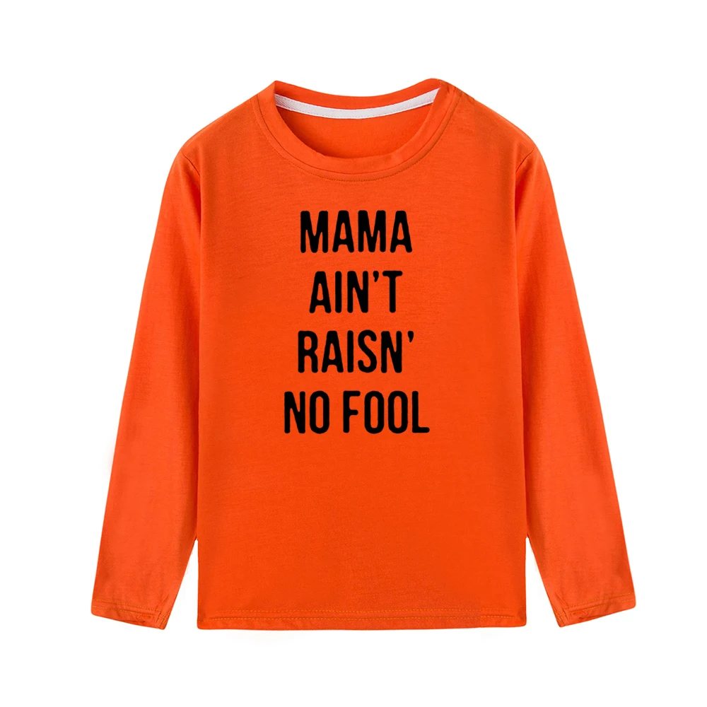 Забавная детская футболка с принтом «Mama Ain't Raisn No Foot» футболка с длинными рукавами для маленьких мальчиков и девочек топы, Детская Повседневная модная футболка