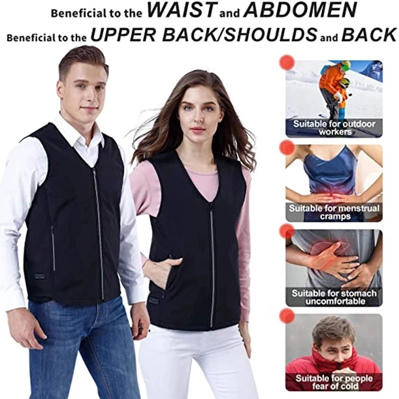 Winter Heated Vest Jacket for men women 5/8 Areas Jacket Heated Heating Warmer USB Tactical Jacket Thermal Vest Body Waistcoat 5