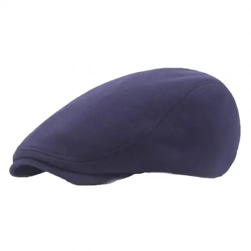 Navy Blue Винтажная Мужская одноцветная хлопковая кепка Newsboy, плоский берет, уличная Спортивная Кепка от солнца, остроконечная Кепка, Повседневная Ретро шапка, подарок - Цвет: Navy Blue