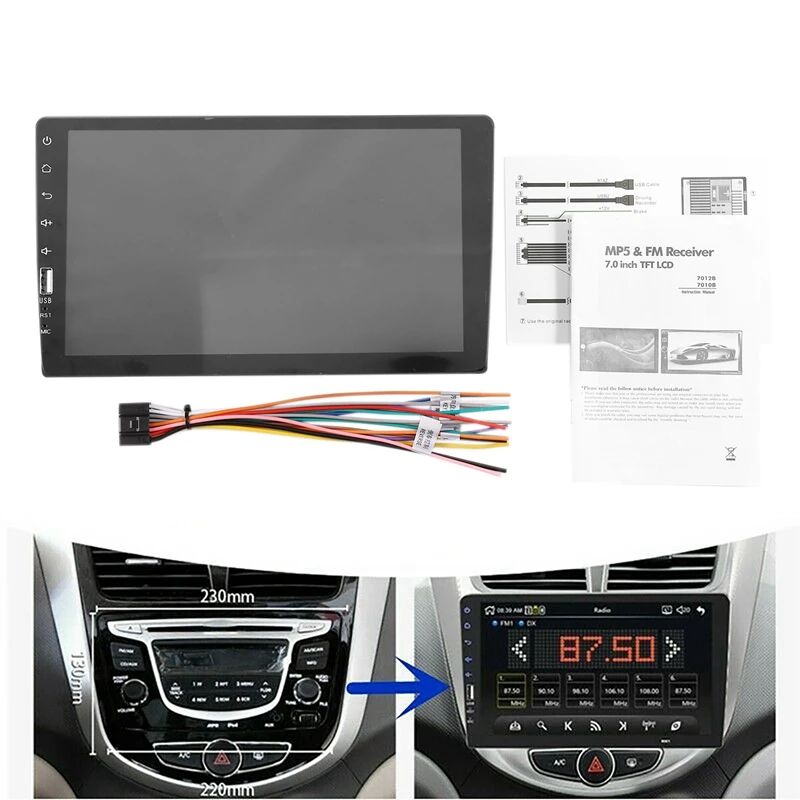 

9 Inch 1Din Car MP5 Player 12V Car Radio 1024X400 HD Digital Touch-Screen FM Radio Bluetooth USB AUX Mirror Link